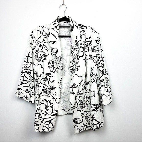 Carroll Reed Jackets & Blazers - Floral Black and White Women's Jacket